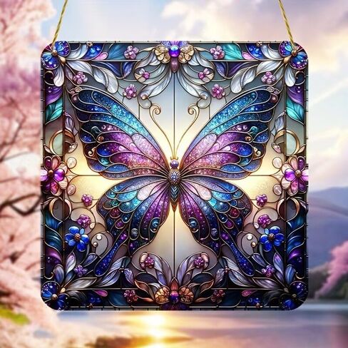 Colorful Acrylic Suncatcher, 7.08 inch Hanging Window Decor with Printed Stained Glass Style Design Sun Catcher, Wall Art with Vibrant Colors, Gift Idea & Garden Ornament Indoor Outdoor Use（FX-02） in Saudi Arabia