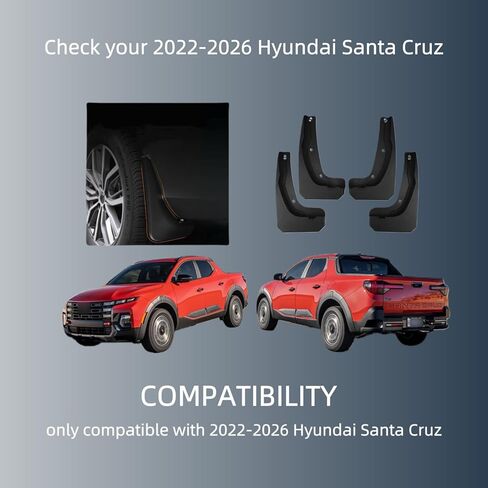 اللوحات الطينية لسيارة Hyundai Santa Cruz 2022-2026، واقيات رذاذ العجلات والإطارات، اللوحات الطينية للسيارة، مادة البولي بروبيلين، واقيات الطين في جميع الأحوال الجوية (غير مناسبة لـ XRT) in Kuwait