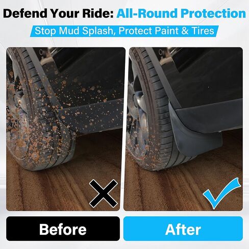 اللوحات الطينية من طراز Tesla Model Y Juniper لعام 2026 - واقيات رذاذ محسنة مناسبة لجميع المواسم، تركيب بدون حفر للطراز Y 2025-2026، حماية الطلاء (مجموعة من 4) in Kuwait