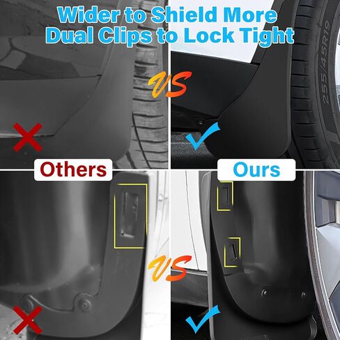 اللوحات الطينية من طراز Tesla Model Y Juniper لعام 2026 - واقيات رذاذ محسنة مناسبة لجميع المواسم، تركيب بدون حفر للطراز Y 2025-2026، حماية الطلاء (مجموعة من 4) in Kuwait