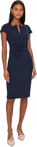 Calvin Klein Womens, Cap Sleeve Asymmetrical Neck Crepe Sheath in Saudi Arabia