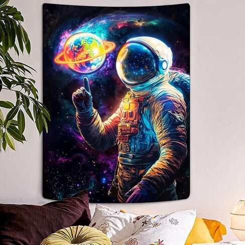 Spenlife Black Light Tapestry Astronaut Starry Wall Tapestry, Cool Tapestries for Bedroom Space Tapestries Wall Hanging for Bedroom Living Room Wall Decor Astronaut-2 36"x48" in Saudi Arabia