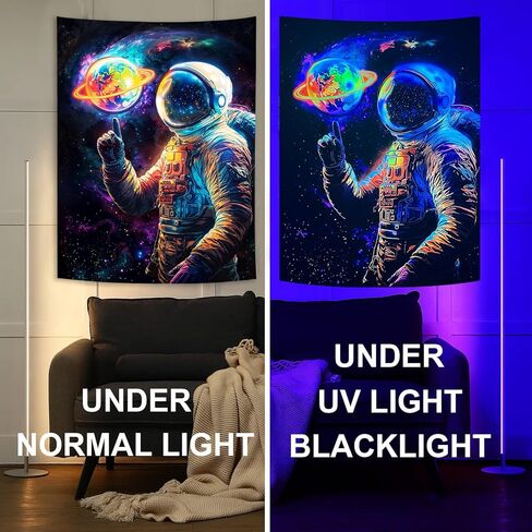 Spenlife Black Light Tapestry Astronaut Starry Wall Tapestry, Cool Tapestries for Bedroom Space Tapestries Wall Hanging for Bedroom Living Room Wall Decor Astronaut-2 36"x48" in Saudi Arabia