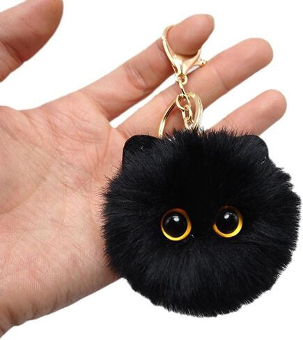 لطيف القط أفخم المفاتيح للنساء الفتيات، kawaii القط بوم بوم سيارة كيرينغ محفظة سحر الديكور لحقيبة الظهر in Kuwait