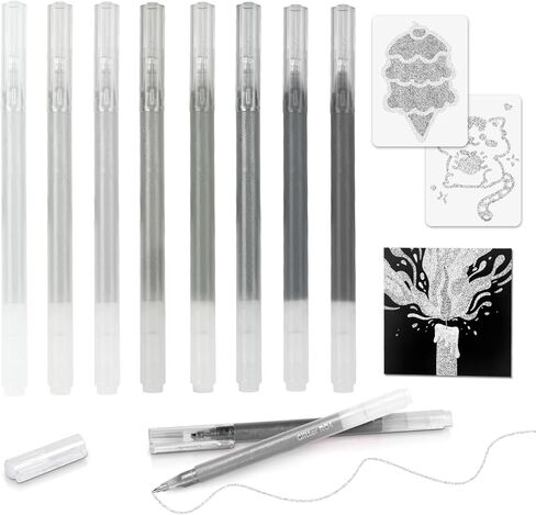 8 Neutral Palette Glitter Gel Pens Set, 1.0 mm Fine Point for Black Paper & White Paper, Large Capacity Pens for Journaling, Adult Coloring Books, Drawing, Note Taking, Highlighting in Saudi Arabia