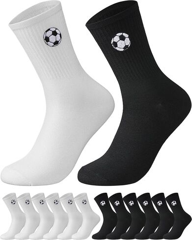 12 Pairs Embroidered Soccer Socks Bulk for Men Women Soccer Team Gifts Novelty Crew Embroidered Socks Sports Party Favors in Saudi Arabia