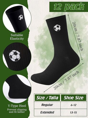 12 Pairs Embroidered Soccer Socks Bulk for Men Women Soccer Team Gifts Novelty Crew Embroidered Socks Sports Party Favors in Saudi Arabia