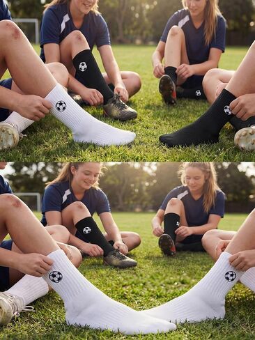 12 Pairs Embroidered Soccer Socks Bulk for Men Women Soccer Team Gifts Novelty Crew Embroidered Socks Sports Party Favors in Saudi Arabia