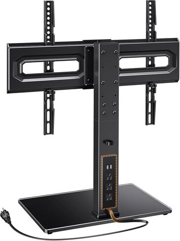 Perlegear Universal TV Stand with Power Outlet, Swivel TV Stand for 32-80 inch TVs up to 99 lbs, TV Stand with Tempered Glass Base, Height Adjustable Table Top TV Stand Max VESA 600x400mm PGTVS31 in Kuwait