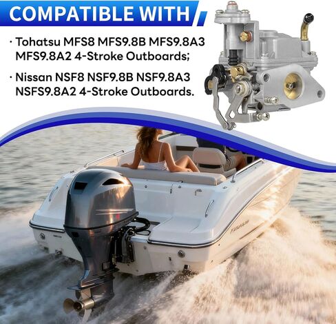 مكربن ​​​​محسن 3V2031000M متوافق مع Tohatsu MFS9.8A-B (9.8HP، مقبض الحارث فقط) MFS9.8A2 MFS9.8A3، لنيسان NSF9.8A2 NSF9.8A3 9.8HP مكربن ​​خارجي رباعي الأشواط in Saudi Arabia