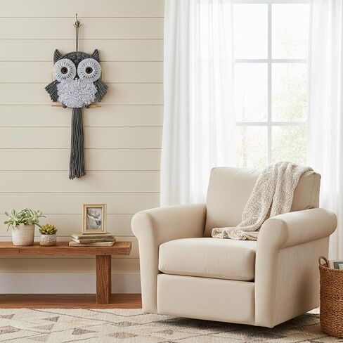 ACEDSGN Macrame Owl Wall Hanging Boho Dream Catcher, Handmade Tapestry Fiber Art Wall Decor for Nursery Bedroom Living Room, Sustainable Gift for Owl Lovers & Nature Fans - Gray in Saudi Arabia