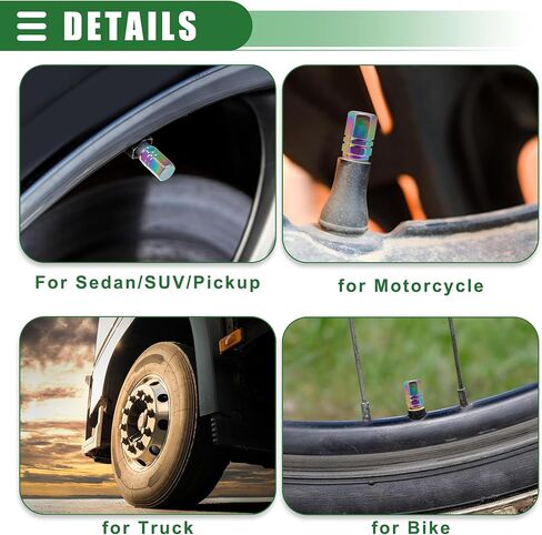 Motoforti Universal Tire Valve Stem Caps Valve Stem Covers for Car SUV Bike Trucks Motorcycles,17mm, Aluminum Alloy, Multicolor, 8pcs in Saudi Arabia