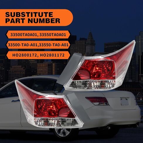 Tail Lights Assembly w/Bulbs Compatible with Accord 4-Door Sedan 2008-2012 Rear Brake Light Left & Right 33550TA0A01 HO2800172 HO2801172 in Saudi Arabia