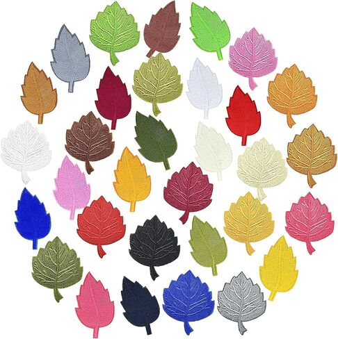 16PCS Big Leaf Embroidered Iron On Patches, 16 Colors Applique Patches, 1.77in Natural Themed Sew on Emblem, Creative Patch for Clothes T-Shirts Jeans Jacket Bags Hats DIY Sewing Crafts Decoration in Saudi Arabia