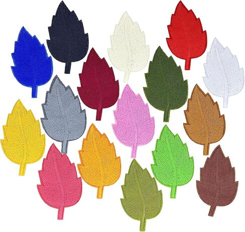 16PCS Big Leaf Embroidered Iron On Patches, 16 Colors Applique Patches, 1.77in Natural Themed Sew on Emblem, Creative Patch for Clothes T-Shirts Jeans Jacket Bags Hats DIY Sewing Crafts Decoration in Saudi Arabia