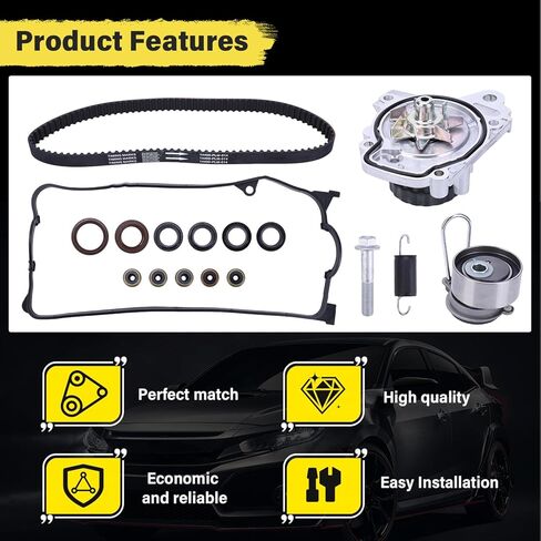 Timing Belt Kit with Water Pump for Honda Civic 2001 2002 2003 2004 2005 HX EX LX GX DX 1.7L L4 SOHC 16V Engine Replaces # TCK312 WP4034 in Saudi Arabia