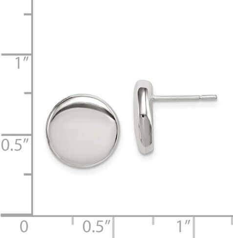 925 Sterling Silver Button Post Studs Earrings 12mm in Saudi Arabia