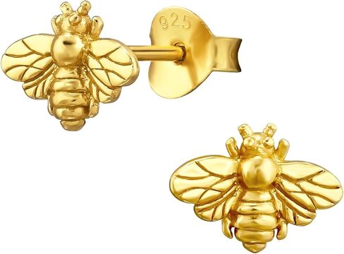 925 Sterling Silver Honey Bee Stud Earrings, Sold as a Pair in Saudi Arabia