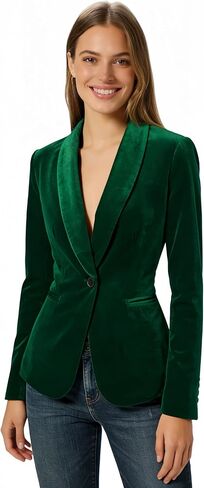 Women's Velvet Blazer Solid Shawl Collar Slim Fit Office Coat Wedding Tuxedo Christmas in Saudi Arabia