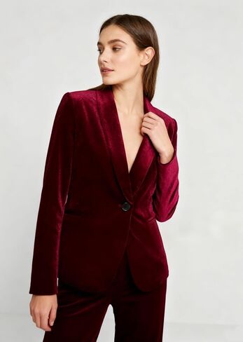Women's Velvet Blazer Solid Shawl Collar Slim Fit Office Coat Wedding Tuxedo Christmas in Saudi Arabia