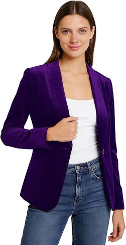 Women's Velvet Blazer Solid Shawl Collar Slim Fit Office Coat Wedding Tuxedo Christmas in Saudi Arabia