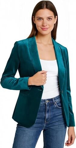 Women's Velvet Blazer Solid Shawl Collar Slim Fit Office Coat Wedding Tuxedo Christmas in Saudi Arabia