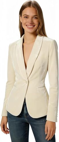 Women's Velvet Blazer Solid Shawl Collar Slim Fit Office Coat Wedding Tuxedo Christmas in Saudi Arabia