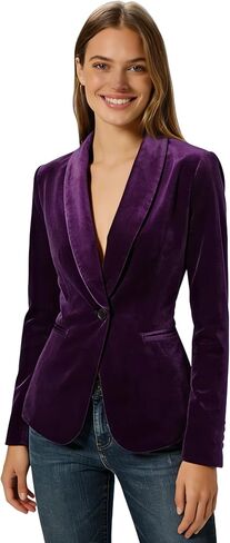 Women's Velvet Blazer Solid Shawl Collar Slim Fit Office Coat Wedding Tuxedo Christmas in Saudi Arabia