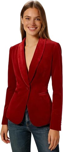 Women's Velvet Blazer Solid Shawl Collar Slim Fit Office Coat Wedding Tuxedo Christmas in Saudi Arabia