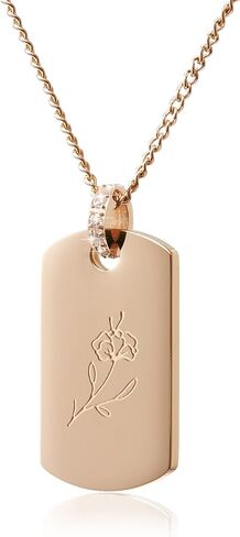 HOFOYA Birth Month Flowers Necklace - Charm Rose-Gold Engraved Flowers Pendant Inlaid With Zircon Necklace Birthday Jewelry Gifts for Women. in Kuwait