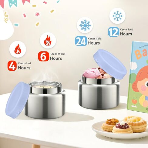 Magical Fantasy Lunch Box Set for Kids - 12oz Insulated Food Jar, Collapsible Space Cup & Utensils,Thermal Bag & Leakproof Bento Containers with Cutlery (BPA Free) - Ages 3-10 (Blue-Gradient) in Saudi Arabia