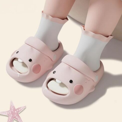 Cute Cartoon Shark Toddler Clogs – Non-Slip Garden Sandals with Back Strap – Lightweight Soft Summer Beach Shoes for Boys & Girls (Pink/Blue) in Saudi Arabia