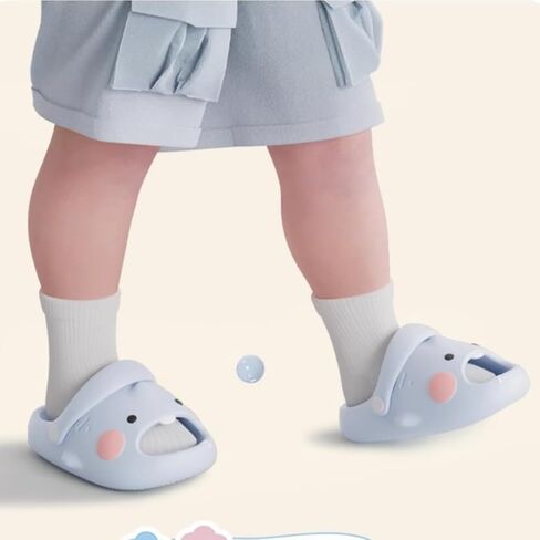 Cute Cartoon Shark Toddler Clogs – Non-Slip Garden Sandals with Back Strap – Lightweight Soft Summer Beach Shoes for Boys & Girls (Pink/Blue) in Saudi Arabia