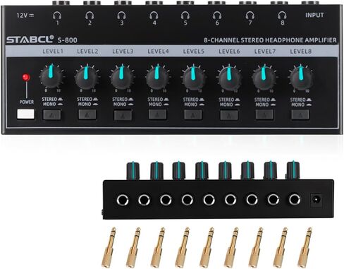 مضخم صوت سماعة الرأس - مضخم صوت استريو ذو 8 قنوات، مقسم سماعة أذن معدني محمول مع معادل مدمج، مضخم صوت سماعة الرأس مع أحادي وستيريو، مناسب لخلاط الصوت in Kuwait