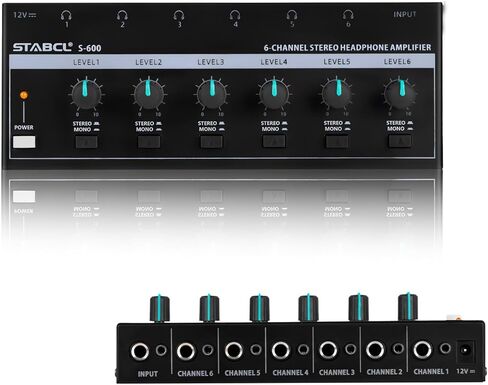 Headphone Amp – 8 Channel Stereo Headphone Amplifier, Portable Metal Earphone Splitter with Built-in Equalizer, Headphone Amp with Mono and Stereo, Suitable for Sound Mixer in Saudi Arabia