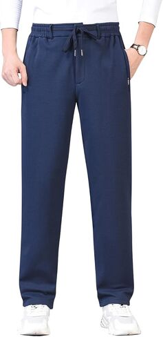 ZGZZ7 Men's Winter Loose Fleece Lined Sweatpants Zipper Fly Workout Jogger Pants in Saudi Arabia