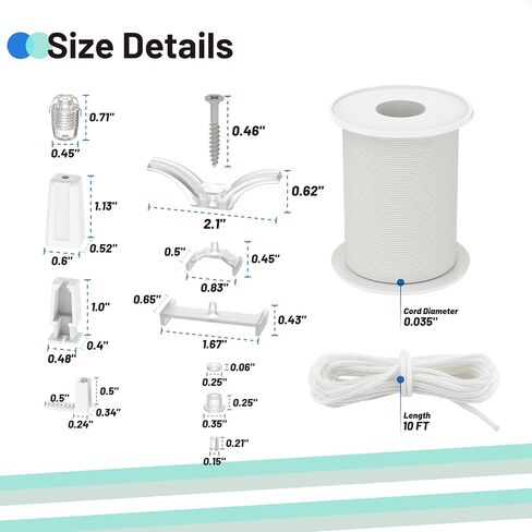 Honeycomb Shade Restring Kit, Cellular Blinds Repair Kit Compatible with Hunter Douglas/Turnils/Alta/Comfortex, Fits for Honeycomb/Cellular Shades, Includes Cord & Hardware (White) in Kuwait