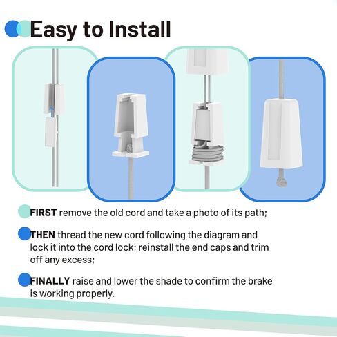 Honeycomb Shade Restring Kit, Cellular Blinds Repair Kit Compatible with Hunter Douglas/Turnils/Alta/Comfortex, Fits for Honeycomb/Cellular Shades, Includes Cord & Hardware (White) in Kuwait