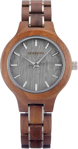 BOBO BIRD Women's Wooden Wrist Watches Quartz Movement Watch Red Sandalwood/Walnut/Zebra Wood Band, 35mm Case for Ladies in Saudi Arabia