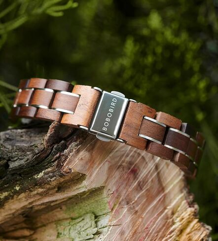 BOBO BIRD Women's Wooden Wrist Watches Quartz Movement Watch Red Sandalwood/Walnut/Zebra Wood Band, 35mm Case for Ladies in Saudi Arabia