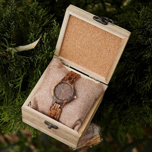 BOBO BIRD Women's Wooden Wrist Watches Quartz Movement Watch Red Sandalwood/Walnut/Zebra Wood Band, 35mm Case for Ladies in Saudi Arabia