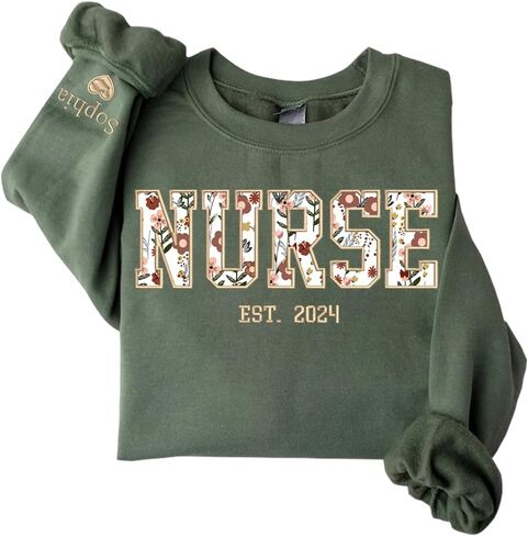 Chillever Personalized Nurse Sweatshirt - Custom Nurse Hoodie for Women, Nursing School Shirts, Gifts for RN CNA NP LPN Christmas Birthday Graduation A3 in Saudi Arabia