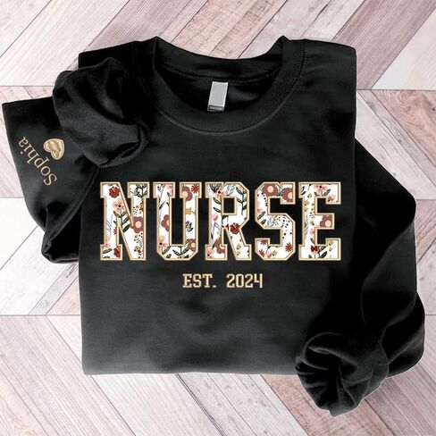Chillever Personalized Nurse Sweatshirt - Custom Nurse Hoodie for Women, Nursing School Shirts, Gifts for RN CNA NP LPN Christmas Birthday Graduation A3 in Saudi Arabia