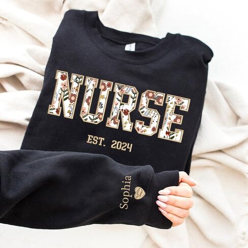 Chillever Personalized Nurse Sweatshirt - Custom Nurse Hoodie for Women, Nursing School Shirts, Gifts for RN CNA NP LPN Christmas Birthday Graduation A3 in Saudi Arabia