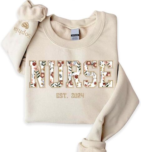 Chillever Personalized Nurse Sweatshirt - Custom Nurse Hoodie for Women, Nursing School Shirts, Gifts for RN CNA NP LPN Christmas Birthday Graduation A3 in Saudi Arabia