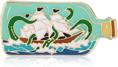 دبابيس المينا دبابيس السفينة في زجاجة مهاجمة من قبل وحش البحر المينا دبوس طية صدر السترة بارد القراصنة سترايك دبوس المحيط دبابيس المينا لهواة جمع الحياكة الملحقات in Kuwait