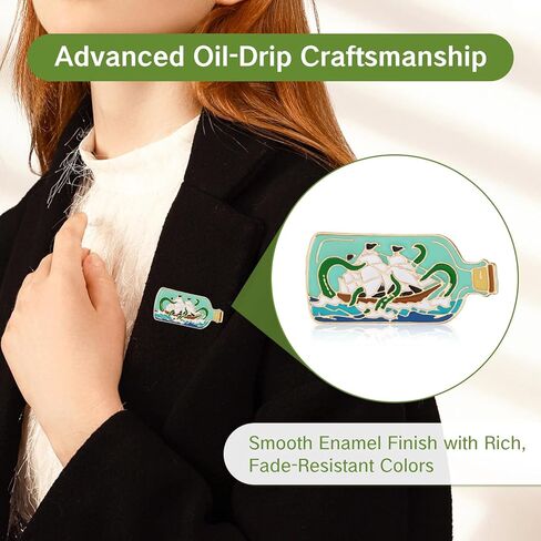 دبابيس المينا دبابيس السفينة في زجاجة مهاجمة من قبل وحش البحر المينا دبوس طية صدر السترة بارد القراصنة سترايك دبوس المحيط دبابيس المينا لهواة جمع الحياكة الملحقات in Kuwait