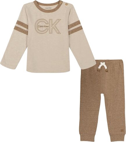 Calvin Klein baby-boys 2-piece Knit Set, Long Sleeve Shirt With Jogger Pants in Saudi Arabia