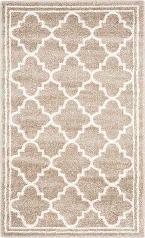 SAFAVIEH Amherst Collection Accent Rug - 2'3" x 5', Wheat & Beige, Moroccan Trellis Design, Non-Shedding & Easy Care, Ideal for High Traffic Areas in Entryway, Living Room, Bedroom (AMT422S) in Saudi Arabia