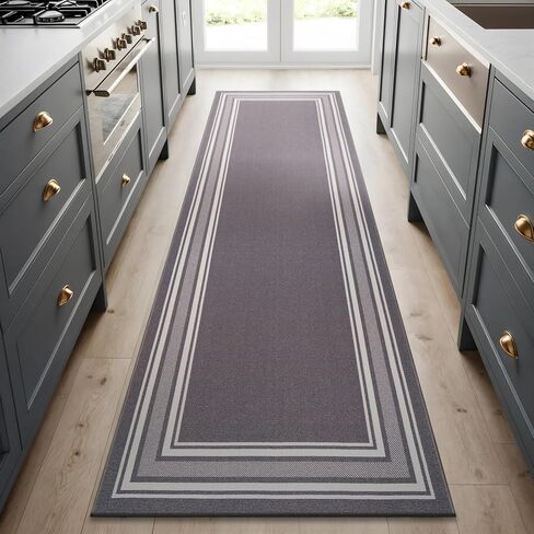 سجادة بيفرلي سجادة منطقة غير قابلة للانزلاق مقاس 2 × 5، سجادة عداء ناعمة بحدود حديثة مضادة للانزلاق، سجادة عداء ناعمة لغرفة المعيشة وغرفة الطعام، سهلة التنظيف، غير قابلة للتساقط، سجادة داخلية لغرفة النوم والمطبخ، 2 × 5 أسود in Kuwait
